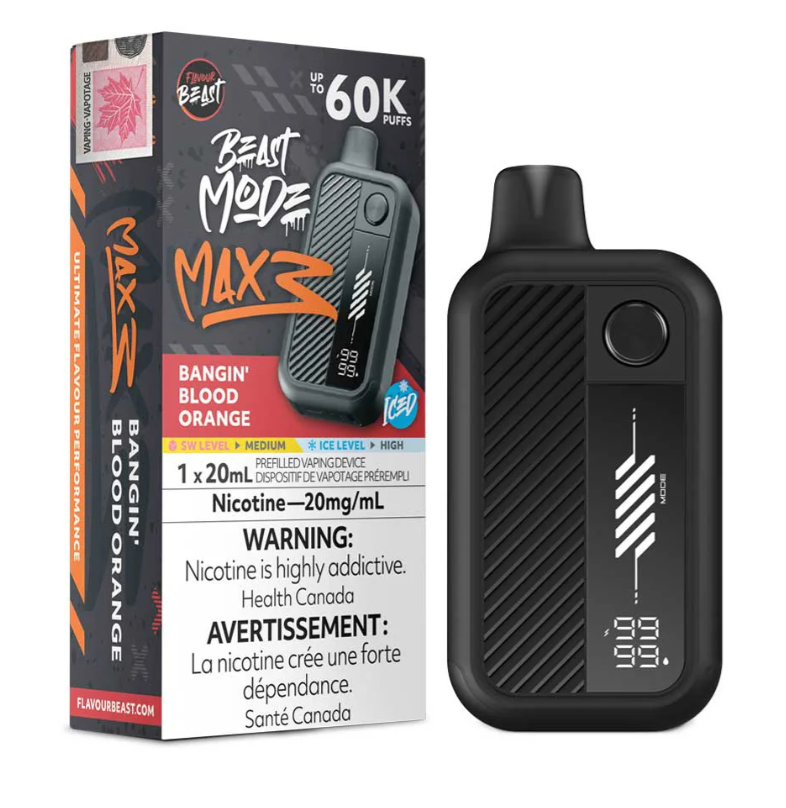 Bangin Blood Orange Iced Flavour Beast Beast Mode Max 3 Disposable Vape