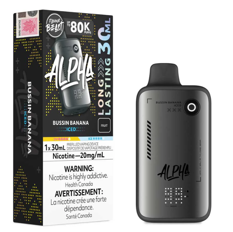Bussin Banana Iced Flavour Beast Alpha Disposable Vape