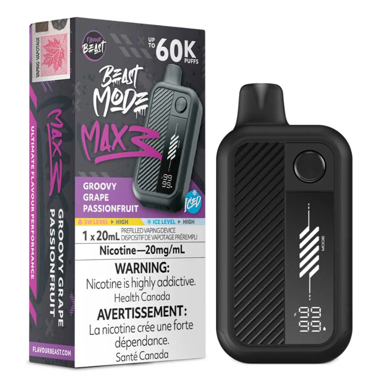 Groovy Grape Passionfruit Iced Flavour Beast Beast Mode Max 3 Disposable Vape