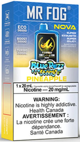 Blue Razz Steezy Pineapple Mr Fog Nova Upto 36000 Puffs Disposable Vape