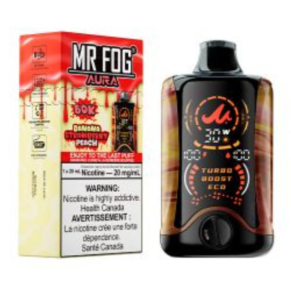 MR FOG AURA 60K Puffs Disposable Vape-Banana Strawberry Peach mr fog