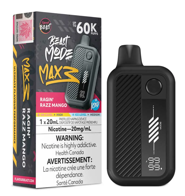 Ragin Razz Mango Iced Flavour Beast Beast Mode Max 3 Disposable Vape