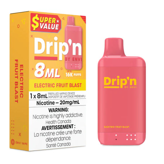 Drip'n by Envi 8ML Disposable Vape 16k Puffs-Electric Fruit Blast 20MG