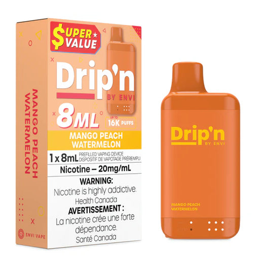 Drip'n by Envi 8ML Disposable Vape 16k Puffs-Mango Peach Watermelon 20MG