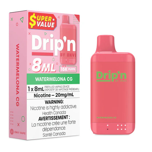 Drip'n by Envi 8ML Disposable Vape 16k Puffs-Watermelona CG 20MG