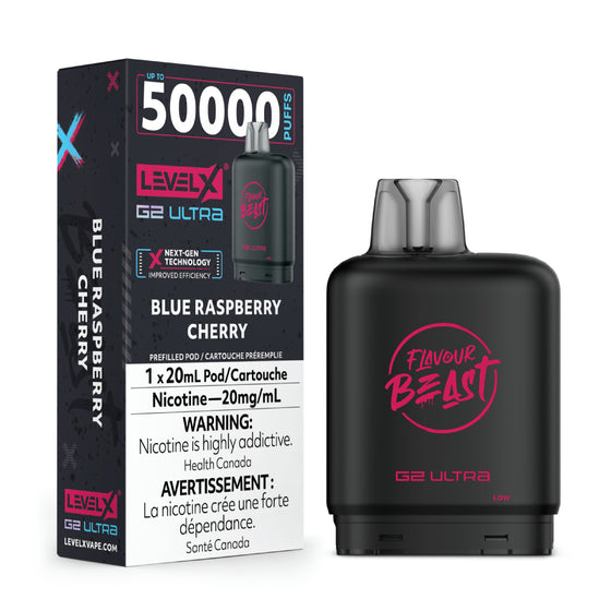 50k Level X Flavour Beast Boost Pod 20mL - Blue Raspberry Cherry (without battery)