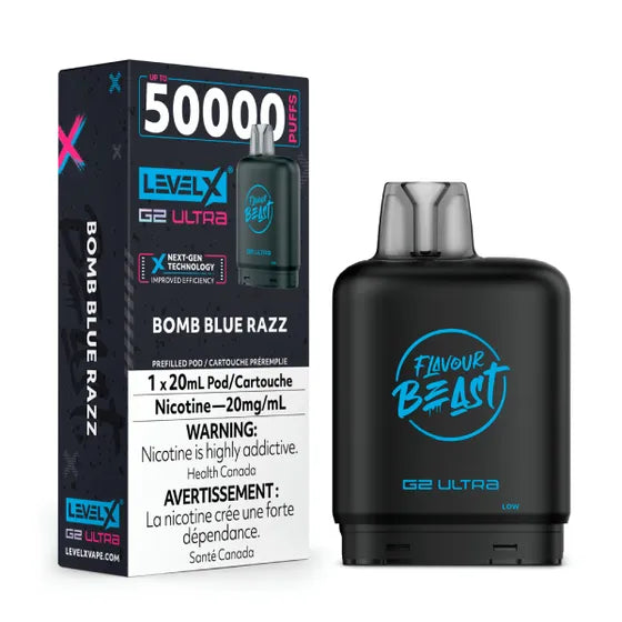 Level X Boost G2 50000 Puffs Pod-Bomb Blue Razz 20MG  (without battery) LEVEL X BY FLAVOUR BEAST