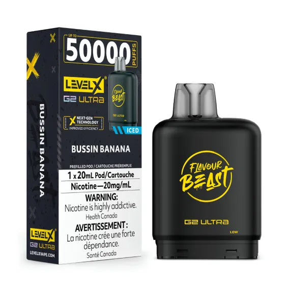 Level X Boost G2 50000 Puffs Pod-Bussin Banana 20MG (without battery) LEVEL X BY FLAVOUR BEAST
