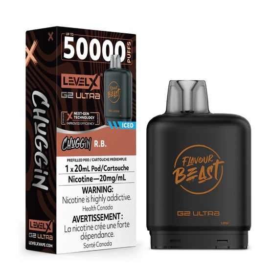 Level X Flavour Beast Chuggin' G2 Ultra - R.B. (ICED) 50k Puffs (Without Battery)