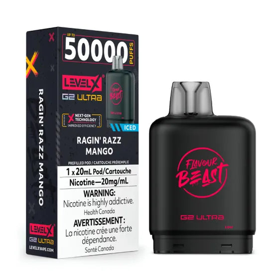 Level X Flavour Beast Chuggin' G2 Ultra - Ragin' Razz Mango 50k Puffs (Without Battery)
