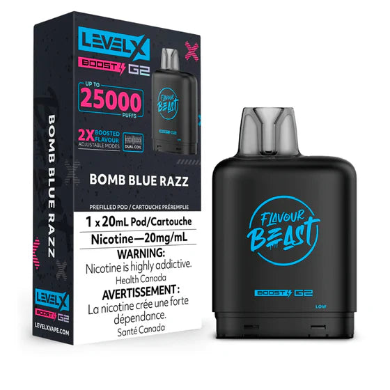 Level X Boost G2 50000 Puffs Pod-Bomb Blue Razz 20MG  (without battery)