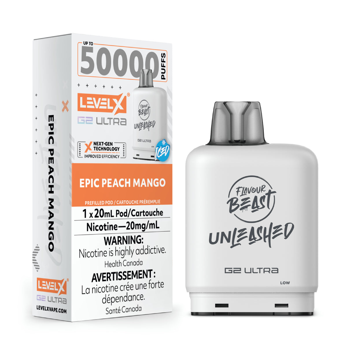 Level X Flavour Beast G2 Ultra 50k-Epic Peach Mango Ice (Without Battery)